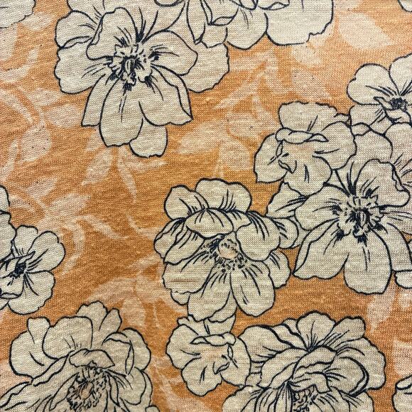 C&C California Top Floral Button Up 100% Linen Orange White Womens Size Medium - Picture 4 of 7